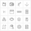 Set of 16 Simple Line Icons for Web and Print such as forward, down, picture, direction, nail paint