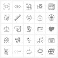 Set of 25 Simple Line Icons for Web and Print such as gear box, suitcase, view, briefcase, megaphone