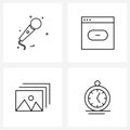 Set of 4 Simple Line Icons for Web and Print such as mic; image; media; loading; jpeg