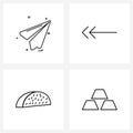 Set of 4 Simple Line Icons for Web and Print such as plane; meal; send; direction; blocks