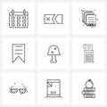 Set of 9 Simple Line Icons for Web and Print such as shroud, fungus, book, bookmarking, tag