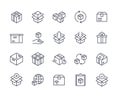 Set of simple linear icons of boxes