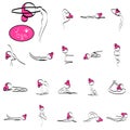 Set of simple lines of cute yoga symbol