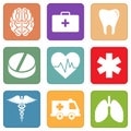 Set of simple medical icons on a white background