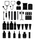 Set of simple medicine objects. Vector healthcare illustration for design