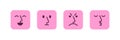 Set of simple minimal square emoji with nose and lineal facial features.