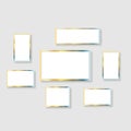 Set of simple modern and luxurious frames on grey background