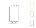 A set of simple modern touchscreen mobile phones by drawing lines on white background with shadow vector illustration