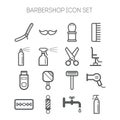 Set of simple monochromatic barbershop icons