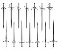 Set of simple monochrome images of rapiers and epees. Royalty Free Stock Photo