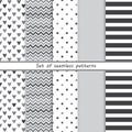 A set of simple monochrome seamless patterns