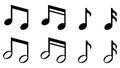 Set of simple music notes icons