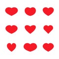 Set of simple red heart icons