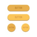 Set of simple round brown buttons for web sites. Buttons of yellow color isolated on white background. Empty web buttons Royalty Free Stock Photo