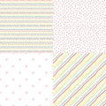 Set of 4 simple seamless patterns. Royalty Free Stock Photo