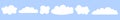 Set of simple shapes Cloud. Abstract white cloudy set isolated on blue background.