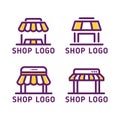 Set of simple shop logo concept in purple and yellow color