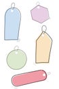 Set of Simple Sketchy Blank Tags with pastel color Isolated on white Royalty Free Stock Photo