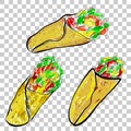 Set simple sketchy of kebab turkish traditional food, water color at transparent effect background