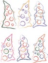 Set of simple sketchy vector Christmas trees