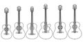 Set of vector stringed musical instruments drawn by lines.