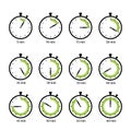Set of simple timers. Set of clock count elements. Five minutes step