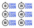 Set of simple timers. Coming soon or Countdown Timer vector icons set. Stopwatch icons set in flat style, digital timer clock and