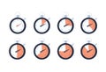 Set of simple timers. Countdown Timer vector icons set. Stopwatch icons set in flat style, digital timer clock and watch