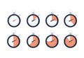 Set of simple timers. Countdown Timer vector icons set. Stopwatch icons set in flat style, digital timer clock and watch