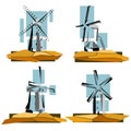 Set of color simple windmills badges. Royalty Free Stock Photo