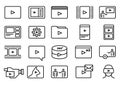 Set of Simple Video Vector Line Art Icons