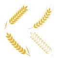 Set of simple wheats ears icons. Agricultural symbols for bakery, farm, fresh and healthy food, bread packaging, beer