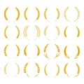 Set of simple wheats ears icons and wheat logo design elements for beer, organic fresh food corn farm, bakery themed