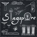 Set of Singapore hand drawn icons Vector illustration