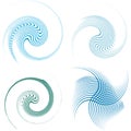 Set of single-colored,monochrome twirl, swirl. Shape with rotation, spin, spiral distortion. Helix, volute and twine design