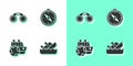 Set Sinking cruise ship, Binoculars, Cruise and Compass icon. Vector