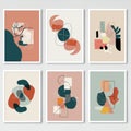 Set of six abstract art prints, each featuring a unique combination of geometric Royalty Free Stock Photo