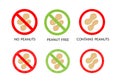 Set of six allergy free stickers, no peanuts warning signs