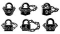 Security Padlock and Chain Vector Icons Set Royalty Free Stock Photo