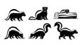 Set of Skunk Silhouettes in Various Poses Royalty Free Stock Photo