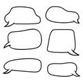 Blank comic speech bubbles set, hand drawn outline vector illustration, talk balloons isolated on white, comic design elements Royalty Free Stock Photo
