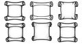 Set of Six Blank Scroll Paper Illustrations Royalty Free Stock Photo