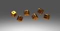 Set of six bronze dice Royalty Free Stock Photo