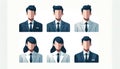 Set of Six Business Avatars in a Flat Minimalistic Design AI Generated Royalty Free Stock Photo