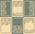 Set of six cards with floral designs Royalty Free Stock Photo