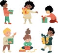 Set of Six Children Holding Christmas Gift Boxes Royalty Free Stock Photo