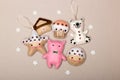 Set of six Christmas decorations handmade felt Royalty Free Stock Photo