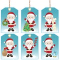 Set of six Christmas labels with small Santa Claus,