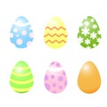 Set of six colorful decorated Easter eggs Royalty Free Stock Photo