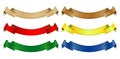a set of six colorful ribbons elements isolated white backgrounds Royalty Free Stock Photo